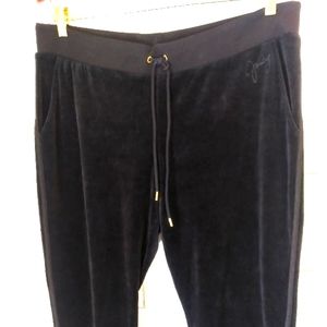 Juicy Couture Black Velour XL Super Cute Jogging Pants, Piping, Pockets, EUC!